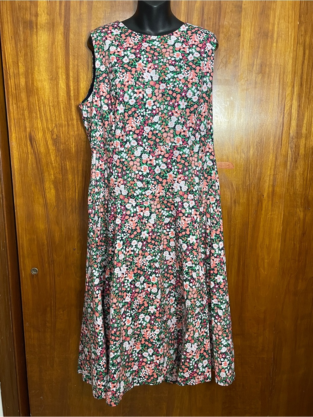 Tommy Hilfiger Sleeveless Floral Midi Dress A-Line Fit & Flare Size 16